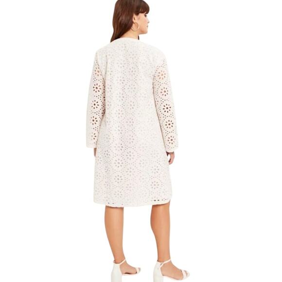 New June + Vie white eyelet sheath midi dress 3X 30/32 - Picture 3 of 15